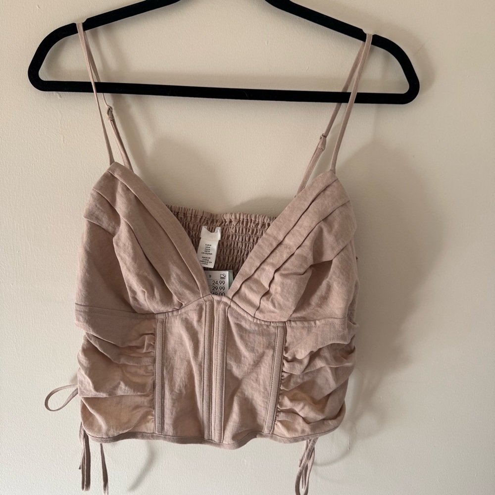 SOLD! H&M Beige Ruched Crop Top